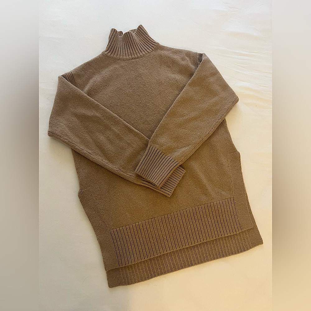 Tan Mock Turtleneck Sweater